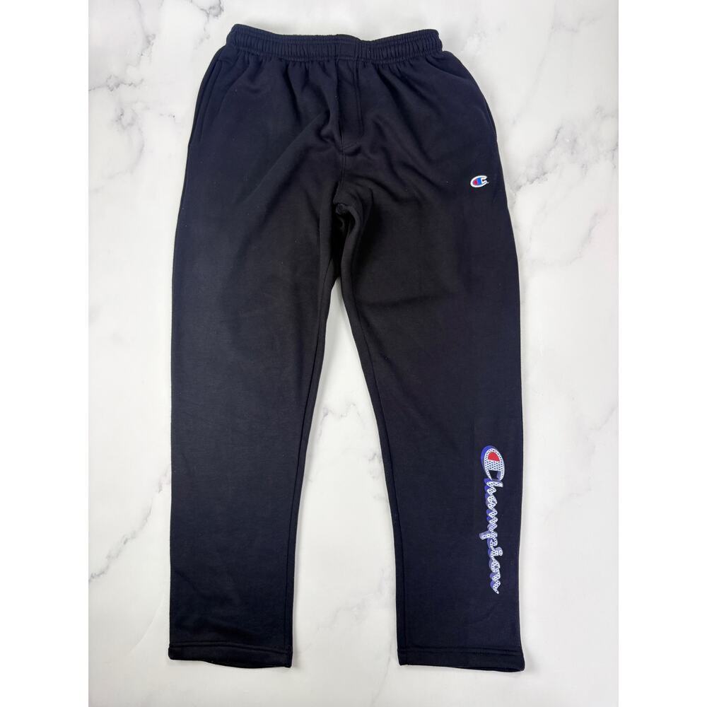 Champion Graphic Sweatpants 2XL Black Logo Leg Joggers Athletic Streetwear Pants